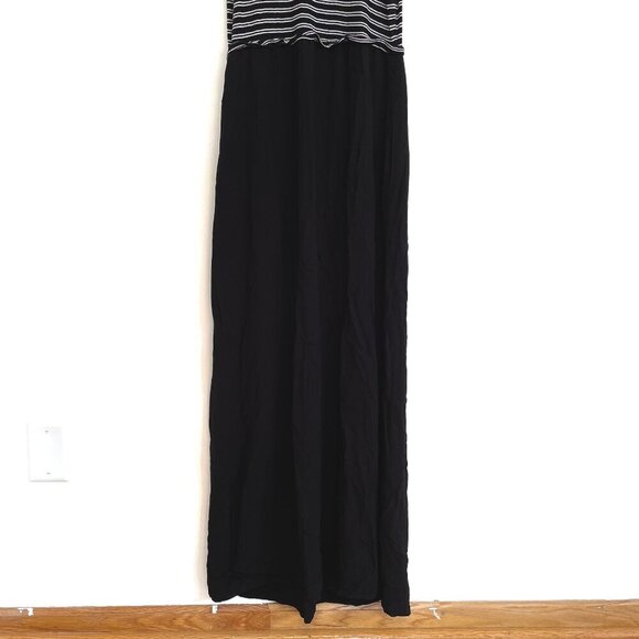SPLENDID ANTHROPOLOGIE Tiered Maxi Dress Black White Striped Mixed Media Summer - Picture 13 of 14